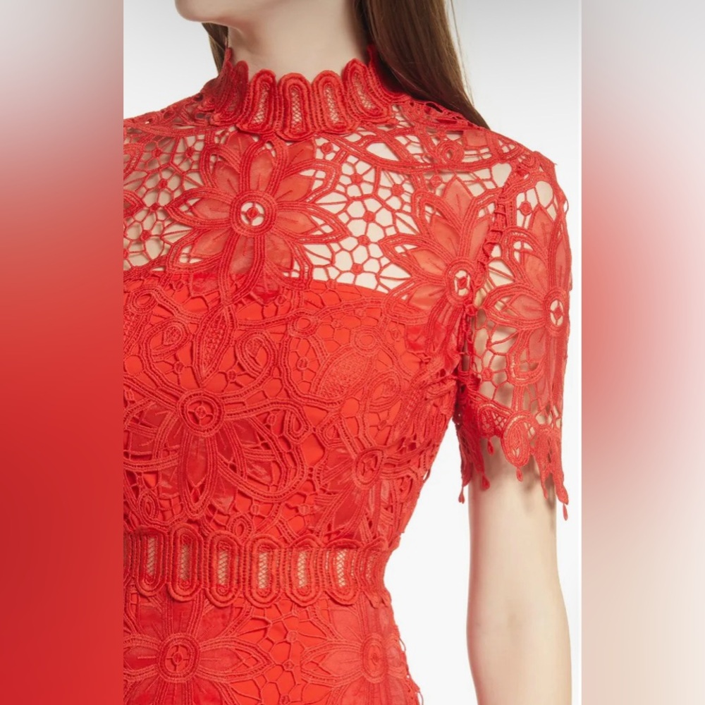 Saylor Vreni Fire Whirl Red Lace Mini Dress NWT Size Small Cocktail Party - Picture 5 of 14